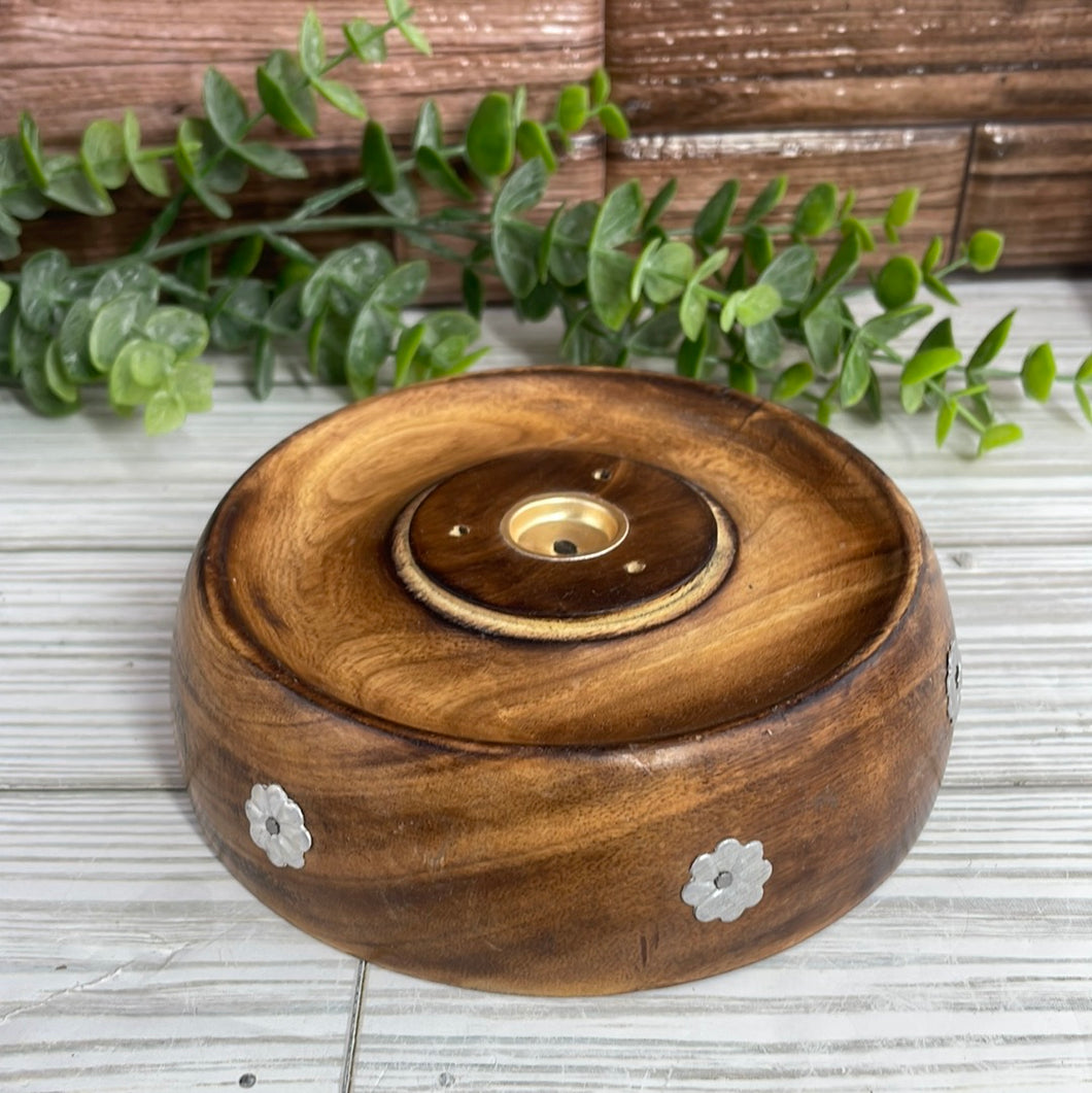 Wooden Round Incense Burner