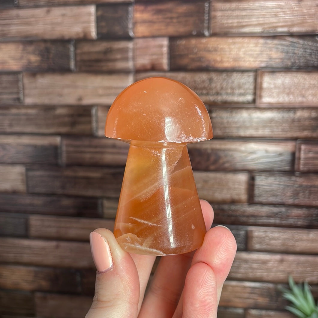 Honey Calcite Mushroom Carving