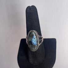 Load image into Gallery viewer, Larvikite Size 9 Sterling Silver Ring