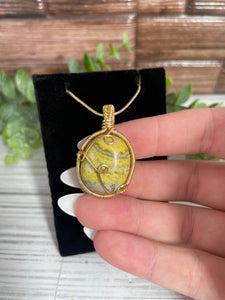 Bumblebee Jasper Wire-Wrapped Pendant