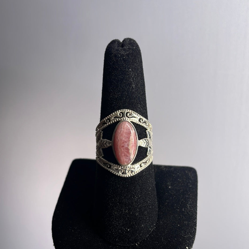 Rhodochrosite Size 8 Sterling Silver Ring
