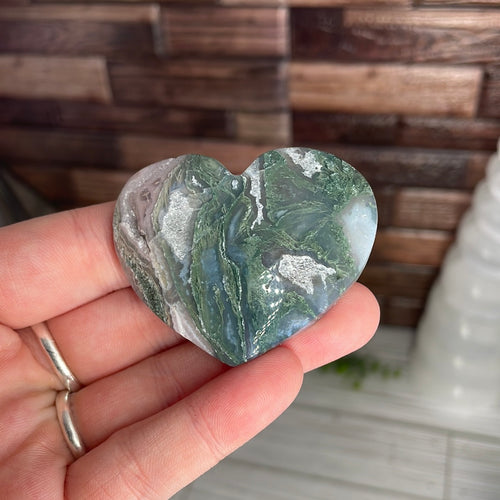 Moss Agate Heart Small