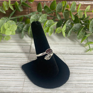 Herkimer Diamond & Garnet Size 8 Sterling Silver Ring
