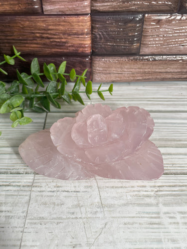 Rose Quartz Rose Carving