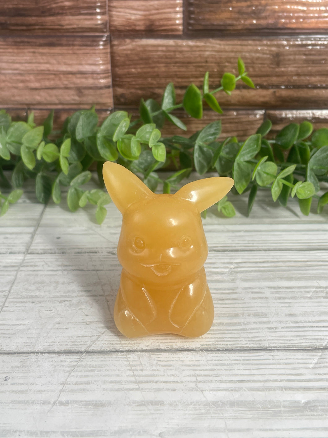 Orange Calcite Pikachu Carving