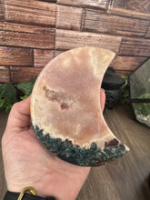 Load image into Gallery viewer, Moss Agate and Pink Amethyst Moon