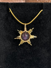 Load image into Gallery viewer, Amethyst Star/Snowflake Wire-Wrapped Pendant (Gold)