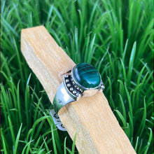 Load image into Gallery viewer, Malachite Sterling Silver Ring Size 10