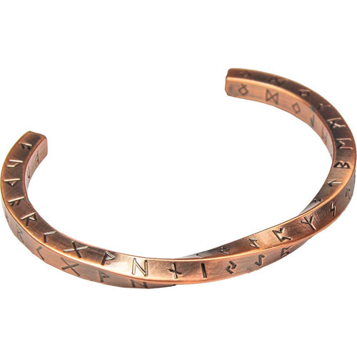 Stainless Steel Viking Twist Copper Bracelet With Runes