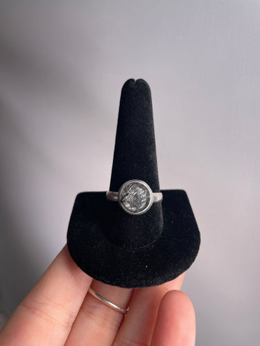 Tourmaline In Quartz SZ 11 Sterling Silver Ring