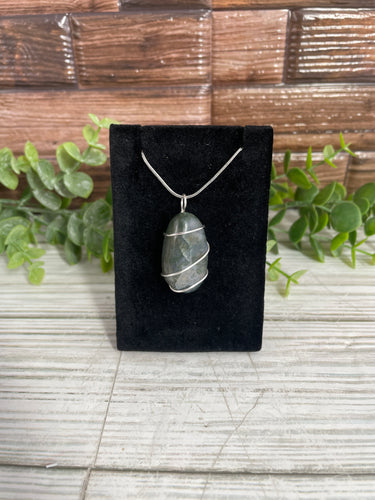 Moss Agate Wire-Wrapped Pendant