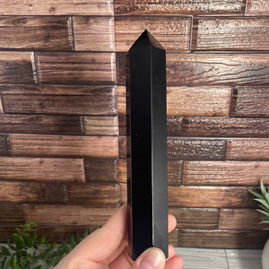 Engraved Obsidian Chakra Tower