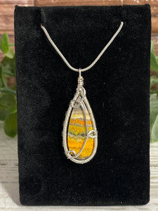 Bumblebee Jasper Wire-Wrapped Pendant