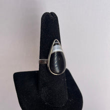 Load image into Gallery viewer, Black Banded Agate Size 8 Sterling Silver Ring