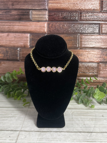 Kunzite Beaded Wire-Wrapped Necklace