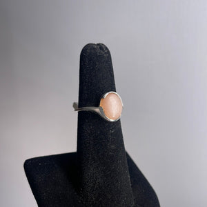 Peach Moonstone Size 5 Sterling Silver Ring