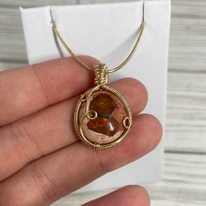 Fire Opal Wire-Wrapped Pendant