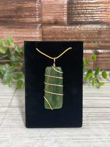 Nephrite Jade Wire-Wrapped Pendant