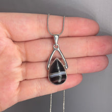 Load image into Gallery viewer, Black Banded Agate Sterling Silver Pendant