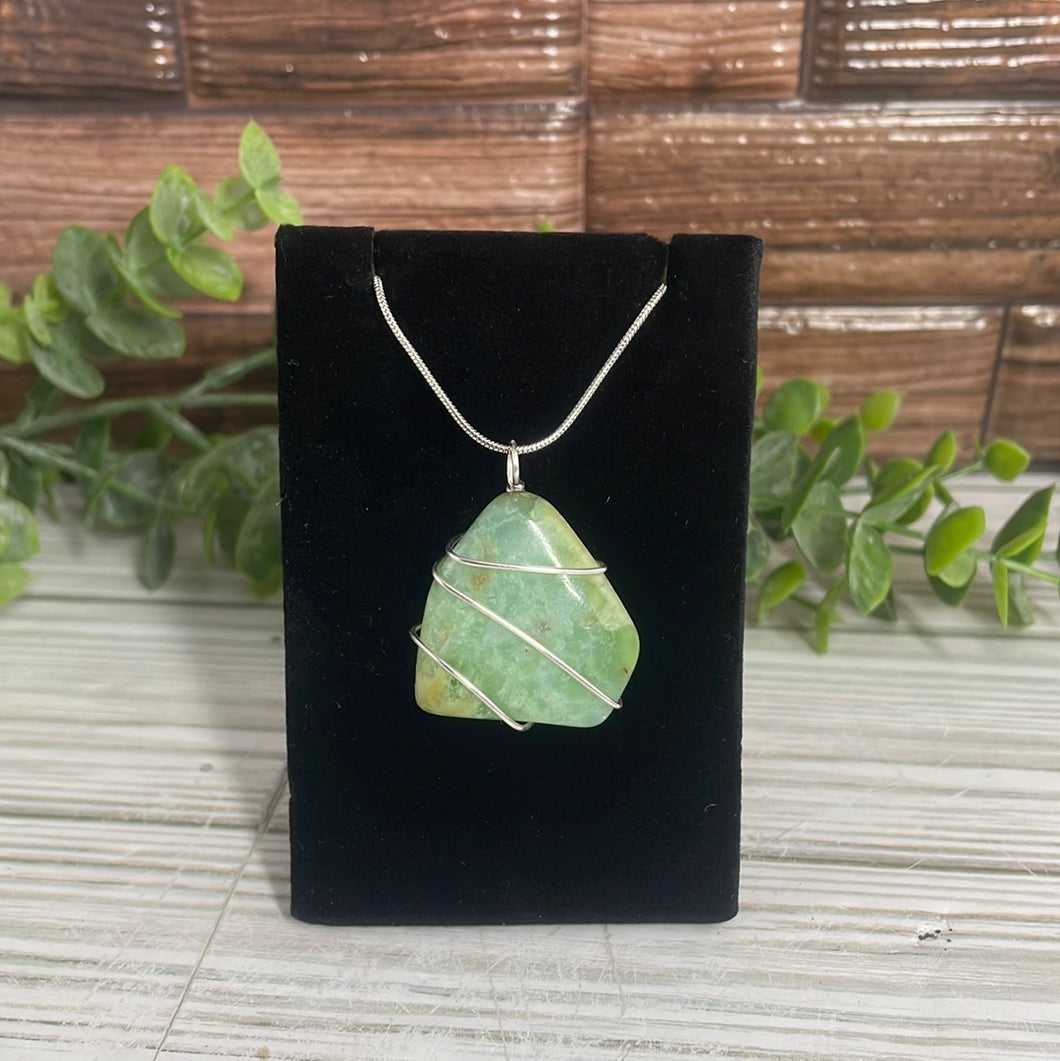 Chrysoprase Wire-Wrapped Pendant