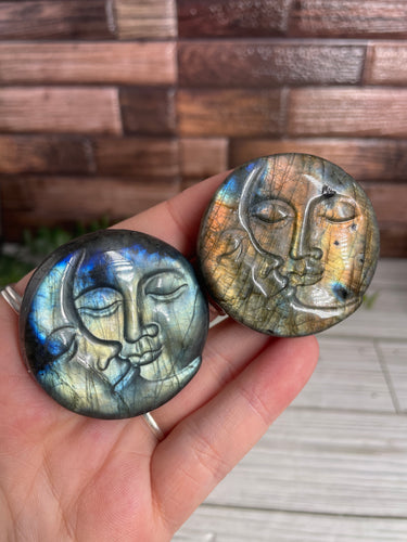 Labradorite Sun & Moon Carving