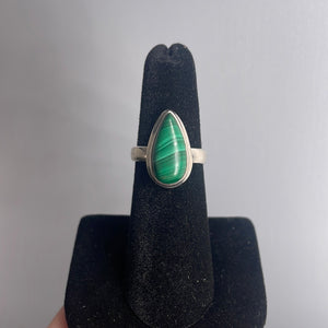 Malachite Size 6 Sterling Silver Ring