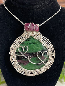 Ruby Zoisite Wire-Wrapped Pendant