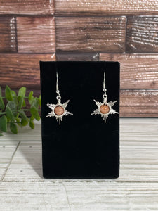 Sunstone Star/Snowflake Wire-Wrapped Earrings