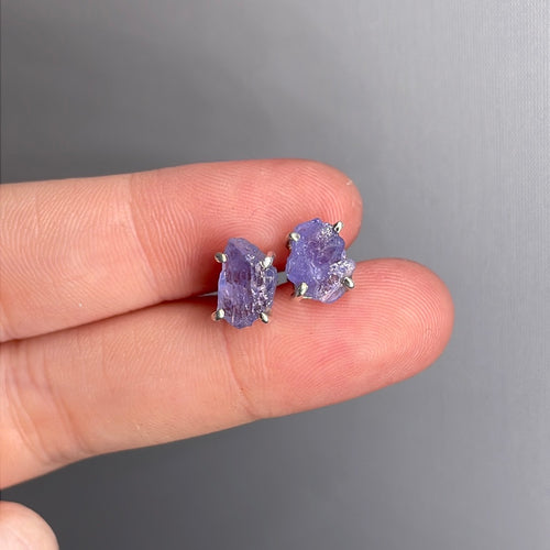 Tanzanite Sterling Silver Stud Earrings