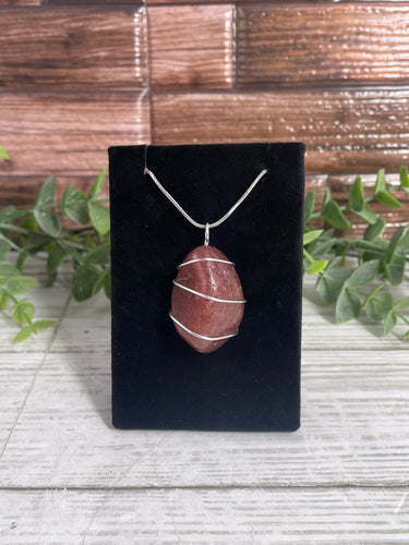 Strawberry Quartz Wire-Wrapped Pendant