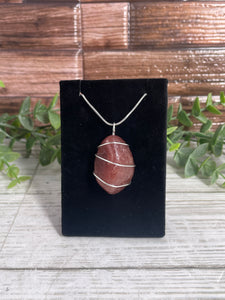 Strawberry Quartz Wire-Wrapped Pendant