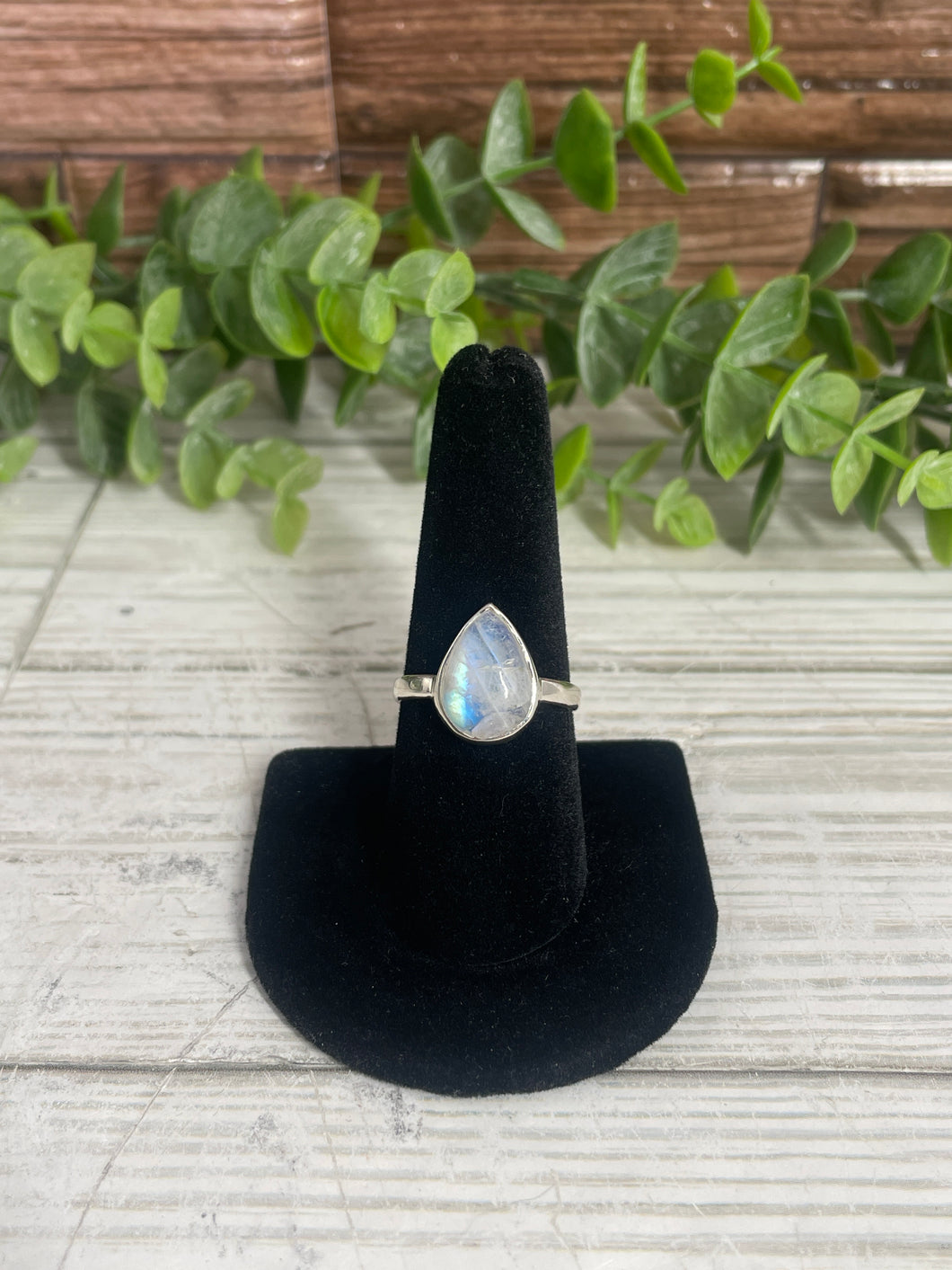 Rainbow Moonstone SZ 9 Sterling Silver Ring