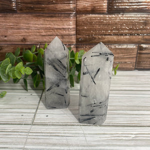 Black Tourmaline & Quartz Tower