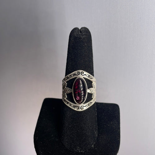 Garnet Size 8 Sterling Silver Ring