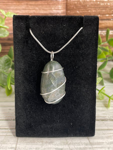 Moss Agate Wire-Wrapped Pendant