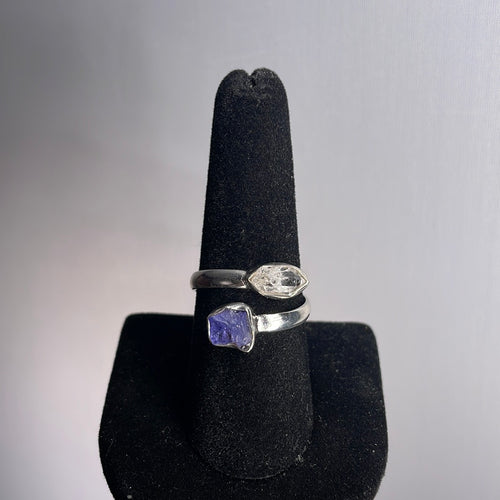 Herkimer Diamond & Tanzanite Size 8 Sterling Silver Ring