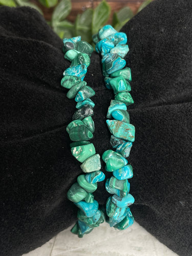 Chrysocolla & Malachite Chipstone Crystal Bracelet