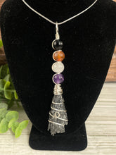 Load image into Gallery viewer, Black Kyanite Witches Broom Wire-Wrapped Pendant