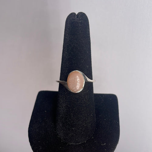 Peach Moonstone Size 8 Sterling Silver Ring