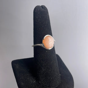 Peach Moonstone Size 7 Sterling Silver Ring