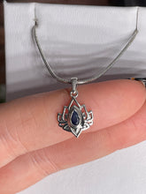 Load image into Gallery viewer, Sapphire Lotus Sterling Silver Pendant