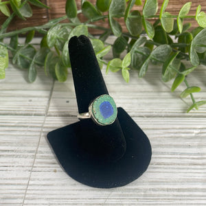 Azurite Blueberry With Malachite Size 9 Sterling Silver Ring