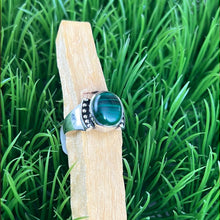 Load image into Gallery viewer, Malachite Sterling Silver Ring Size 10