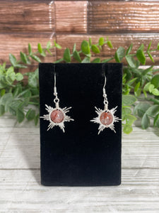 Fire Quartz Sun/Star Wire-Wrapped Earrings