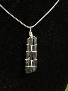 Black Tourmaline Wire-Wrapped Pendant
