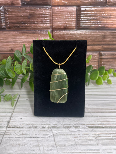 Nephrite Jade Wire-Wrapped Pendant