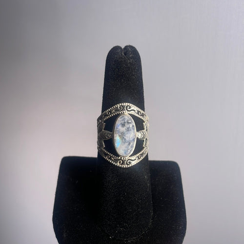 Rainbow Moonstone Size 7 Sterling Silver Ring