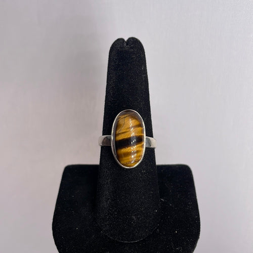Tiger Eye Size 8 Sterling Silver Ring