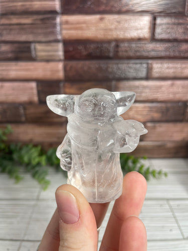 Clear Quartz Yoda Carving