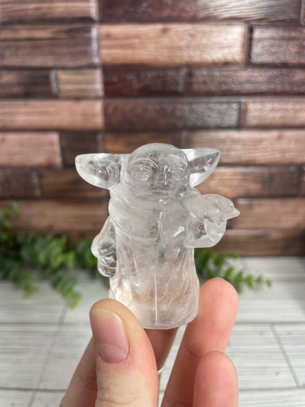 Clear Quartz Yoda Carving